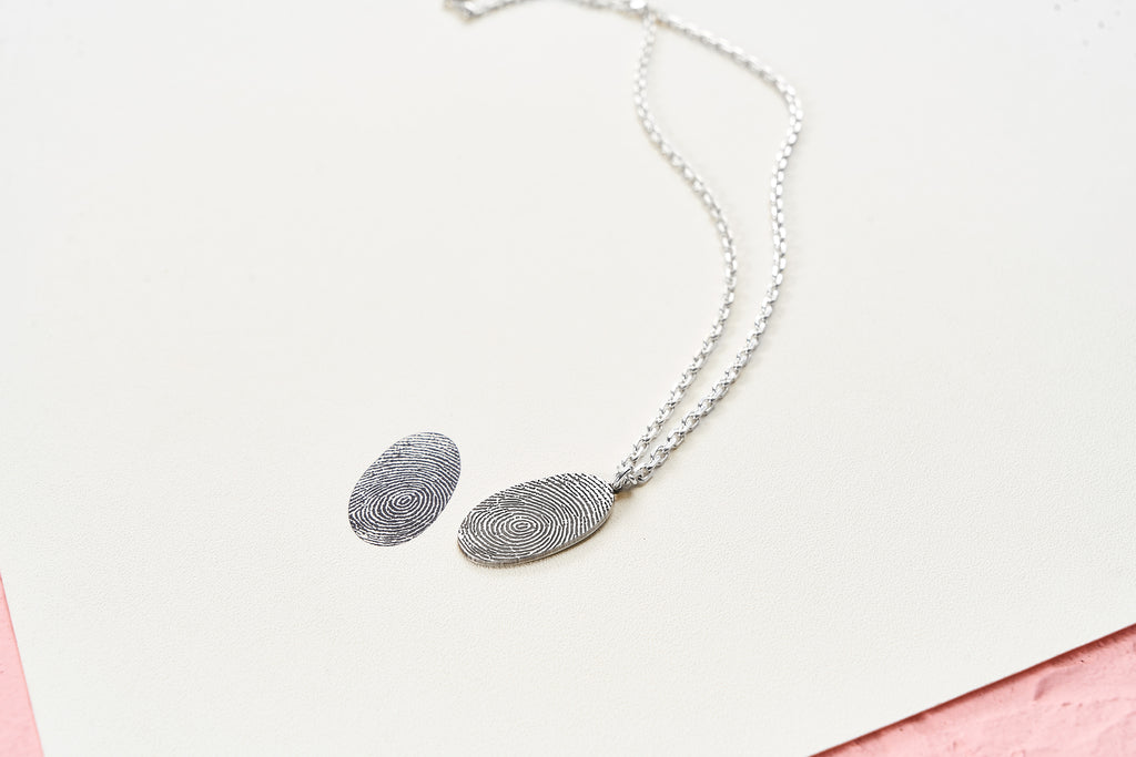 Natural Parmak İzi Gümüş Kolye - Linyum kolye görseli 1